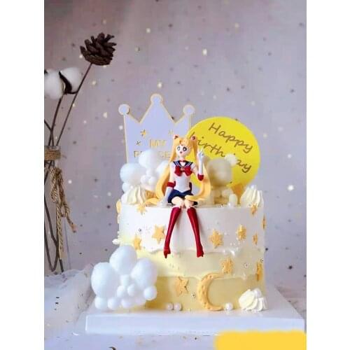 Sailor Moon birthday CAKE Decoration Moon Warrior Cartoon Doll Scene Water Ice Moon Doll Sailor Moon Doll PVC Love GIfts