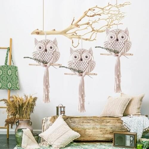 Nordic Style Owls Dream Catchers Cotton Macrame Wall Hanging Handmade Tassels Dreamcatcher Home Decoration