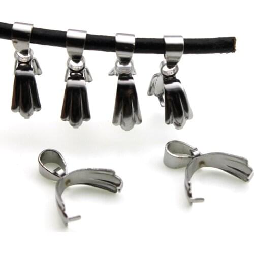 20pcs/lot Stainless Steel Clasps Pinch Bails Charm Melon Seeds Buckle Pendant DIY Necklace Bracelet Connectors Jewelry Findings