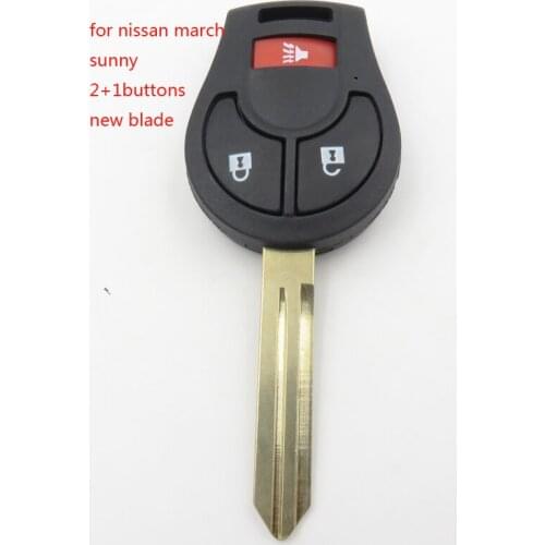 1pcs blank key new blade 2016 2+1buttons remote key shell for nissan March Sunny NO LOGO Cocolockey