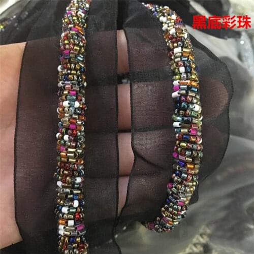1Yards/lot bead wide 1cm Colorful handmade beaded lace accessories High-end shoes hats belt cuffs collar lace accessories Z1466