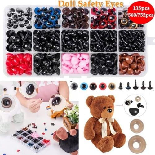 135/560/752pcs set Plastic DIY Doll Eyes Nose Kit Colorful Safety Eyes Noses Handmade Craft for Toy Making