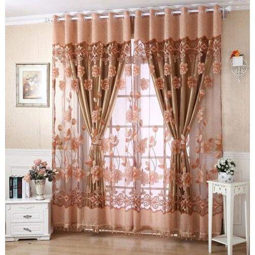 2Pcs Voile Curtain Tulle on the Windows Curtains for the Living Room Bedroom Sheer Curtains (Not Including Shade Curtains)