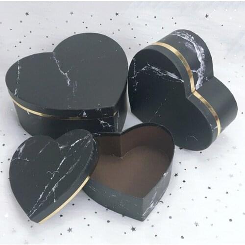 3PCs Boutique Flower Box Marble Heart Box Gift Box Heart-shaped Valentines Day Flower Case Birthday Gift Package