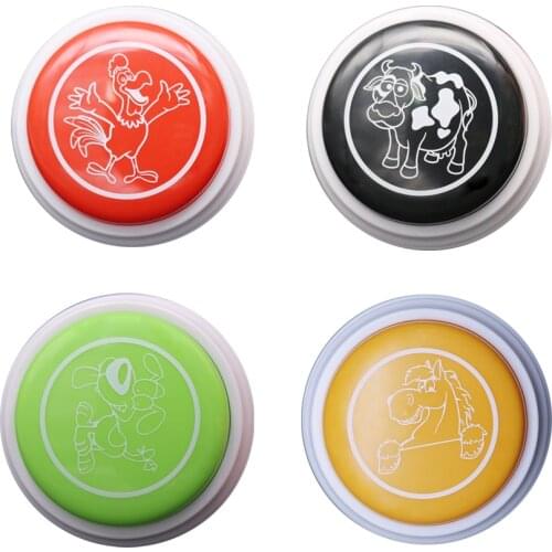 4pcs/Set Animal Sound Box Round Squeeze Button Dog / Chicken / Cow / Horse Sound Button Squeeze Box Fun Toy Stress Reliever Gift