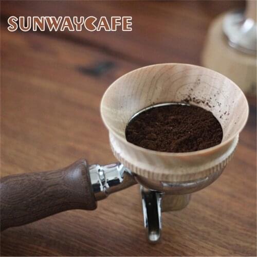 58MM Wooden Intelligent Dosing Ring Brewing Bowl Coffee Tamper Powder for Espresso Barista Tool Funnel Portafilter