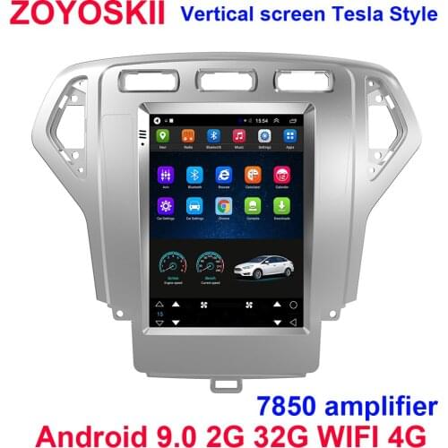 Silver color Android 9.0 10.4 inch vertical screen car gps radio bluetooth WIFI 4G navigation player for Ford Mondeo 2007-2010