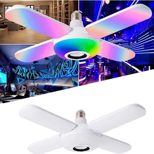 Cordless Four-leaf Music Light 50W Smart Remote Control Colorful Foldable Bluetooth music bulb Intelligent remote control audio