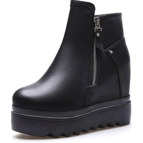 Thick-soled Cotton Martin Boots Plus Velvet 2019 New Autumn And Winter Womens Booties Increased Single Shoes