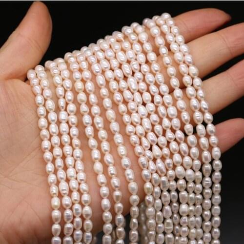 Natural Freshwater Pearl Beaded High Quality Rice Shape Punch Loose Beads for Make Jewelry DIY Bracelet Necklace Accessories