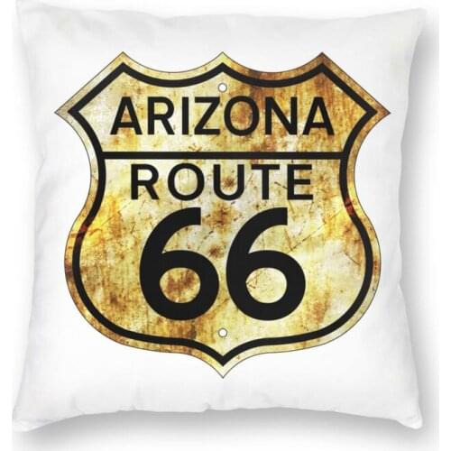 Arizona Route 66 Rusted And Disterssed Cushion Cover 40x40 Home Decor Printing USA Road Sign Throw Pillow Case for Sofa