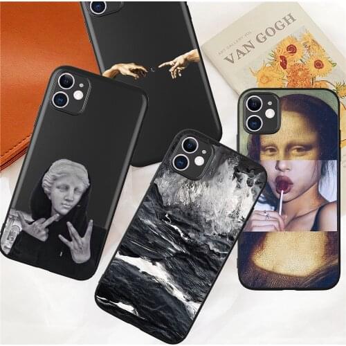 Waves Statue Abstract Art Painted Phone Case for IPhone 12 Mini 5 6 6S 7 8 SE Plus X XS XR 11 Pro Max Funda Soft Silicone Cover