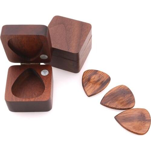 Wooden Guitar Pick Plectrum Storage Box for Picks Hold Case Care Tool Guitarra Picks Gift Guitar Accessories
