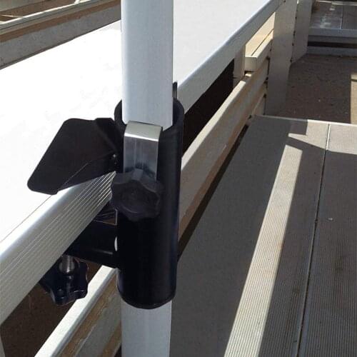 Clamp Holder Umbrella Mount Stainless Steel Parasol Stand Bracket Black