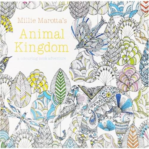 1 Pcs 24 Pages Animal Kingdom English Edition Coloring Book for Children Adult Relieve Stress Kill Time Painting Drawing Books