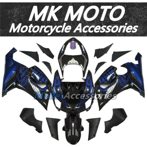 Motorcycle Fairings Kit Fit For Kawasaki zx-6r 2005-2006 636 Ninja Bodywork Set Black Blue Flame