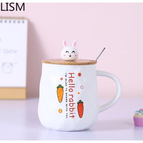 Nordic Ceramic Coffee Mug Set Cute Coffee Mug Ceramic Spoon with Lid Creative Personality Trend Breakfast Coffee Cup