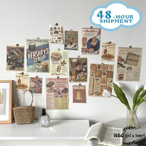 W&G Ins Retro Poster Gourmet Bread Background Wall Decoration Card Photo Props Versatile B & B with Soft Stickers