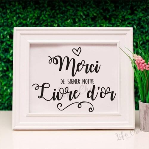 French Version Wall Sticker Sign Our Guestbook Vinyl Stickers Merci Wedding Decoration Guestboos Sign Removable Decal Art