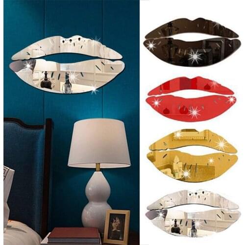 1pcs New Lips Mouth Wall Stickers Mirror Stickers Decal For Living Room Bedroom Bathroom Nordic Decor Vanity Small Mirror