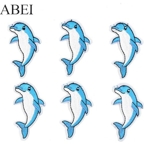 50pcs/lot Dolphin Embroidery Patches Letters Clothing Decoration Accessories Diy Iron Heat Transfer Applique Clothes