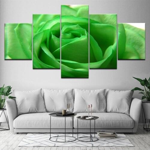 Wall Art Canvas Painting bedroom Living Room Home Decoration Pictures Modern abstract 5 Panel green Rose Flowers HD Print Poster