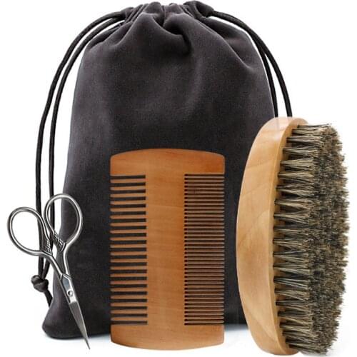 Natural Boar Bristle Beard Brush For Men Bamboo Face Massage That Works Wonders To Comb Beards And Mustache