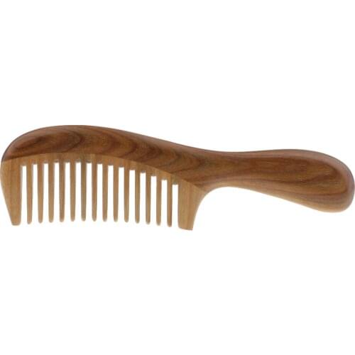 Natural Green Sandalwood Wooden Comb Handmade Massage Hair Care Anti-Static