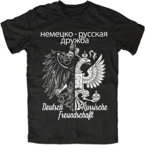 German Russian Friendship T-Shirt Deutsche Adler-Emblem Russische Adler Emblem Kombination Cotton Mens T Shirt New Size S-3XL