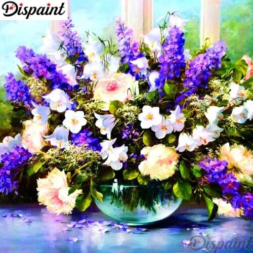 Dispaint Full Square/Round Drill 5D DIY Diamond Painting "Colored flower" 3D Embroidery Cross Stitch 5D Home Decor A10162