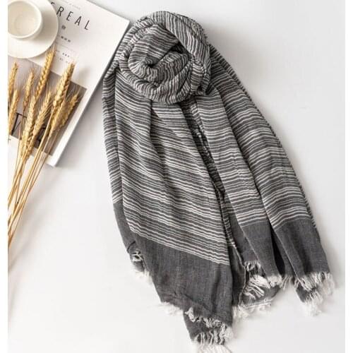 2021 Fashion Newest Striped Pattern Viscose Cotton Scarf Shawls Wraps Hijabs 9Colors 10pcs/lot