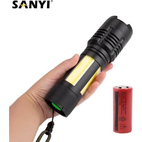P50+4*COB LED Flashlight Zoomable Focus Torch Aluminum Portable Camping Lantern 8 Switch Modes Waterproof Outdoor Bicycle Light