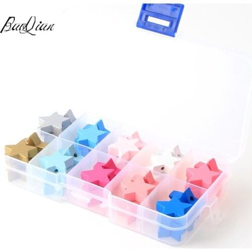 1Box Star Shape Colorful Spacer Wood Beads For Kids Jewelry Making Necklace Lead-free Loose Beads