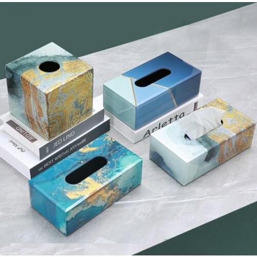 Nordic Luxury Tissue Boxes Creative Simple Glass Modern Living Room Storage Tissue Boxes Boite A Rangement Home Garden DB60ZJ