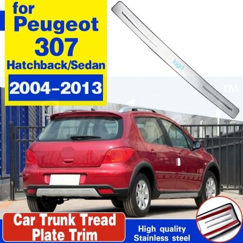 Car styling Stainless Steel Rear Bumper Protector Sill Trunk Tread Plate Trim For Peugeot 307 2004-2013 Sedan Hatchback
