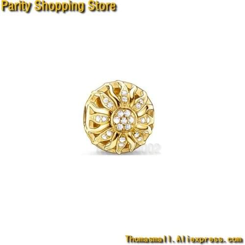 ThomasET1259 Rose Gold crystal Jewelry accessories flower beads silver plated ts Piercing Beads fit for bracelets free shipping