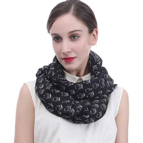 Vintage Owls Print Womens Infinity Loop Scarf