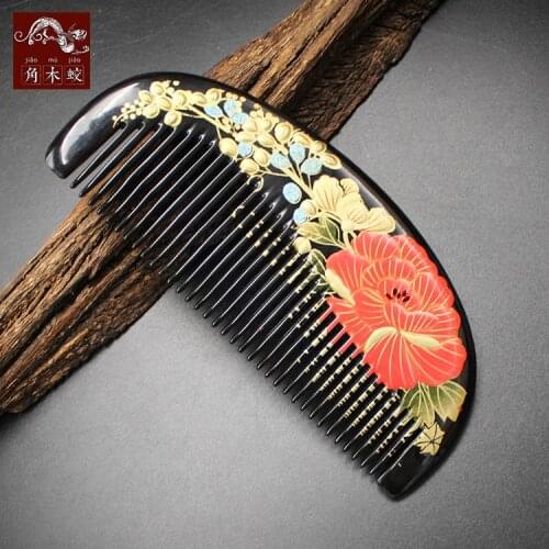 TOP END Authentic Natural Boxwood comb high-quality hand-painted art fine tooth pocket comb bag comb 700