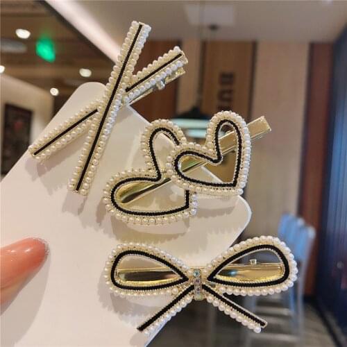 Pearl Hair Clip Headdress 2021 NEW Geometric Bow Heart Hairpin Female Back Head Metal Clip Large Shark Clip Bath Hair Clips