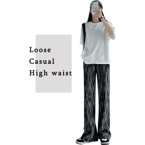 Fashion Loose Pant for Women Tie-Dye High Waist Full Length Casual Summer Thin Straight Pants
