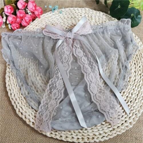 Silver gray panties womens cotton crotch with a bow breathable summer thin ladies sexy girls day briefs