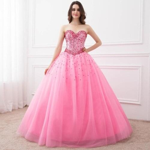 In Stock Ball Gown Quinceanera Dresses Sweetheart Spaking Beads Party Gowns Formal Vestidos Long Prom Dresses for Sweet 16 Years
