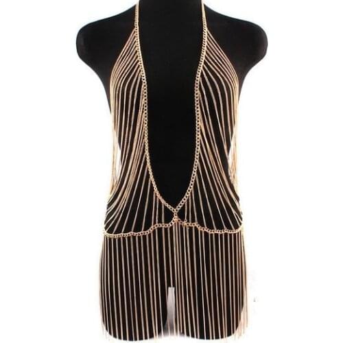 Hot 2019 Fashion Jewelry Accessories Punk Heavy Metal Multilayer Tassel Gold Long Necklace Statement For Women BY226