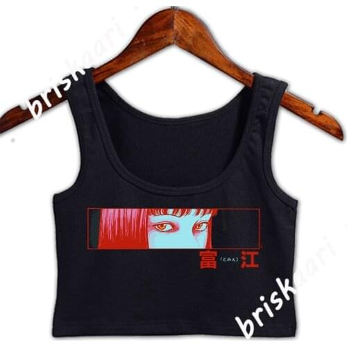 Junji Ito Tomie In Red Crop Top Women For Women Print Top Plus Size 3xl Leisure Natural Anti-Wrinkle Spring Autumn Vest