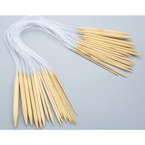 18Pcs Plastic Tube Bleached Bamboo Circular Knitting Needles Crochet Hook for Yarn Weave Craft DIY Hand Sewing Tool 60cm
