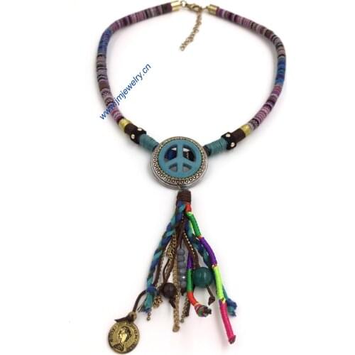 2016 New design Luxury choker statement bib collar Necklace Bohemian Necklace vintage layer necklace beaded tassel pendant