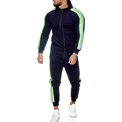 4 Colors Men Causal 2 Pieces Suit Set Long Sleeve Hooded Pullover+Long Pants Men Sportswear Workout Exercise Sets Plus Size