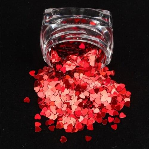 4 Boxes/set Holographic Nail Art Heart Love Glitter Sparkly 3D Silver Red Sequins Decoration Spangles Polish Nails Accessories