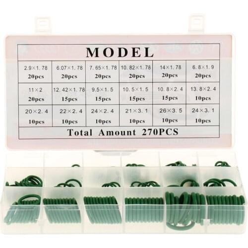 270 Pieces HNBR Car Air Conditioning O-Ring Rubber Washer Seal Assortment