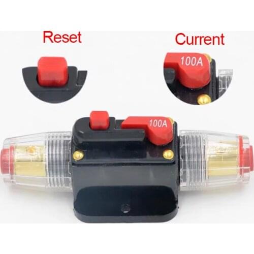 DC 12V/24V Cars Power Battery Charger Circuit Breaker In-Line with Manual Reset Switches Automobile 100A